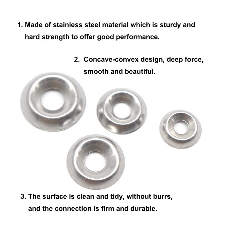 cSeao 110pcs Stainless Steel Finishing Cup Countersunk Washers Assortment Kit, 6#/ 8#/ 10#/ 12# - Image 4
